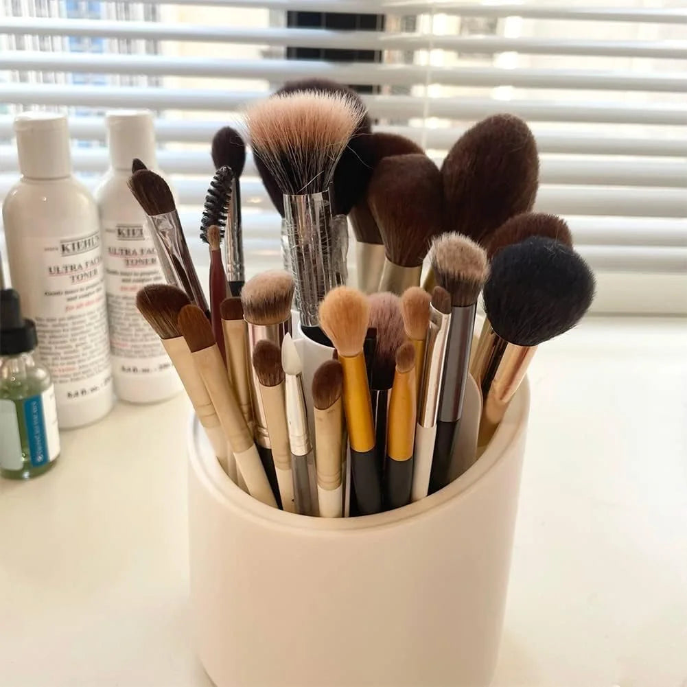 360° Rotating Transparent Makeup Brush Organizer