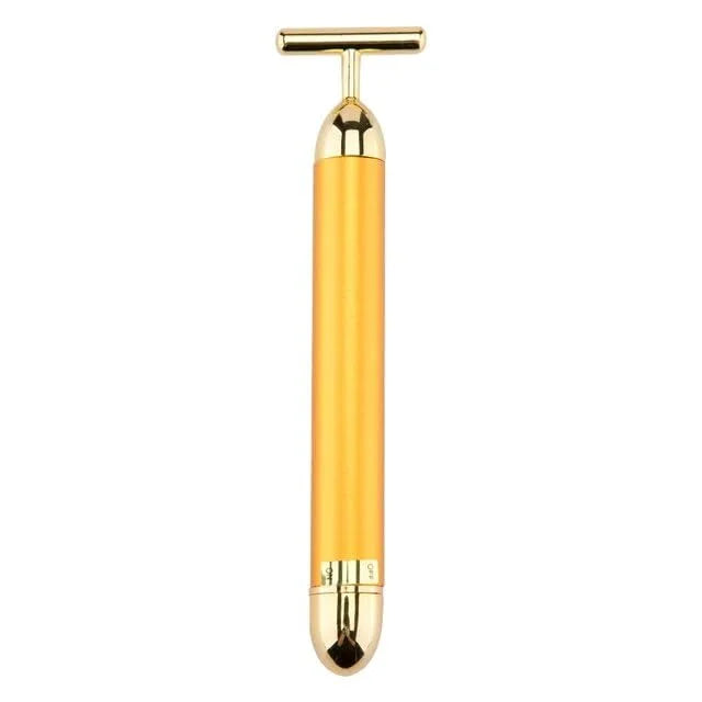24K Gold T-Shaped Beauty Bar Electric Face Massager
