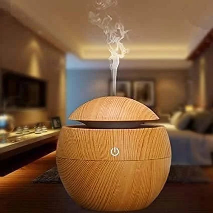 Wooden USB Mini Humidifier With 6 Color Changing Lights