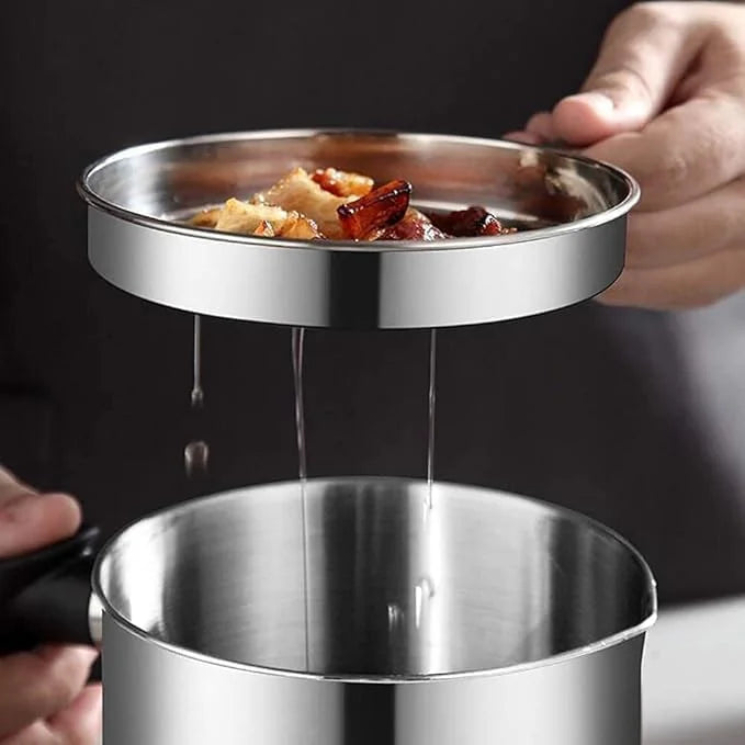 Stainless Steel Oil Strainer Pot With Handle – 1.2L