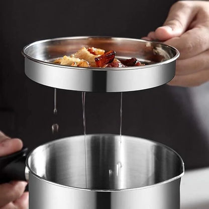Stainless Steel Oil Strainer Pot With Handle – 1.2L