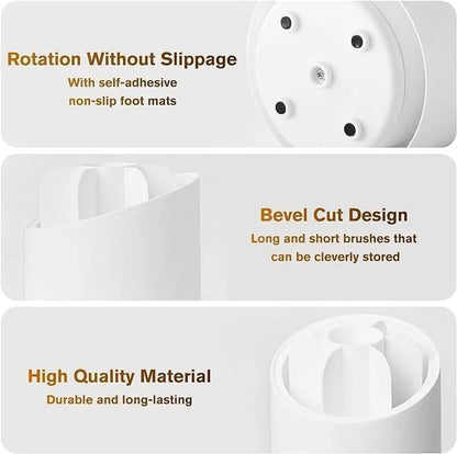 360° Rotating Transparent Makeup Brush Organizer