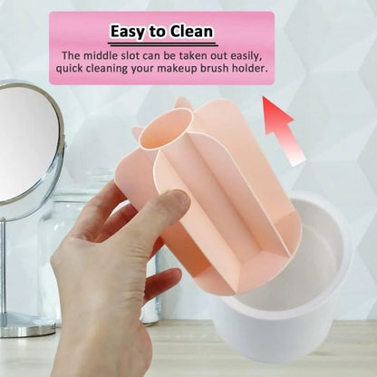 360° Rotating Transparent Makeup Brush Organizer