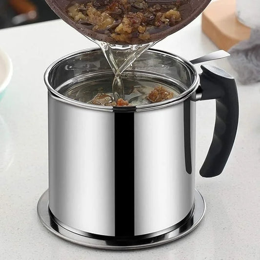 Stainless Steel Oil Strainer Pot With Handle – 1.2L