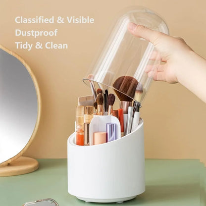 360° Rotating Transparent Makeup Brush Organizer
