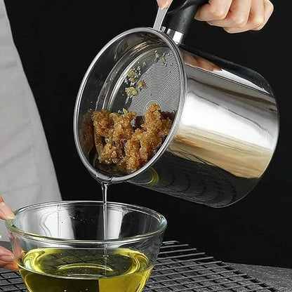 Stainless Steel Oil Strainer Pot With Handle – 1.2L