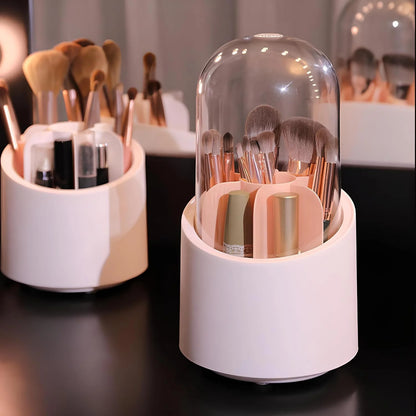 360° Rotating Transparent Makeup Brush Organizer