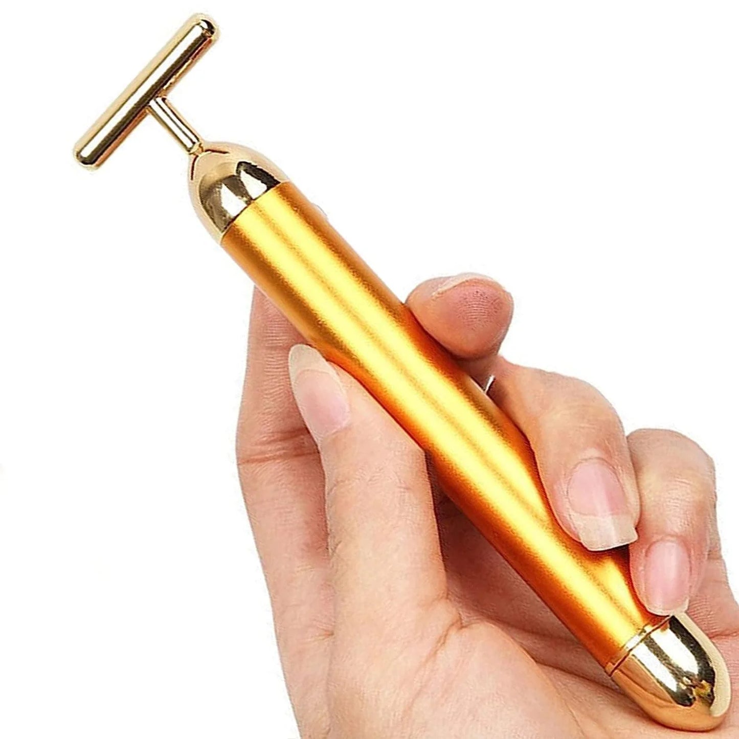 24K Gold T-Shaped Beauty Bar Electric Face Massager