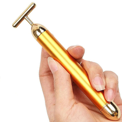 24K Gold T-Shaped Beauty Bar Electric Face Massager