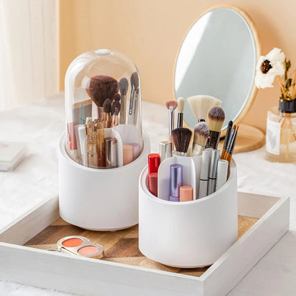 360° Rotating Transparent Makeup Brush Organizer