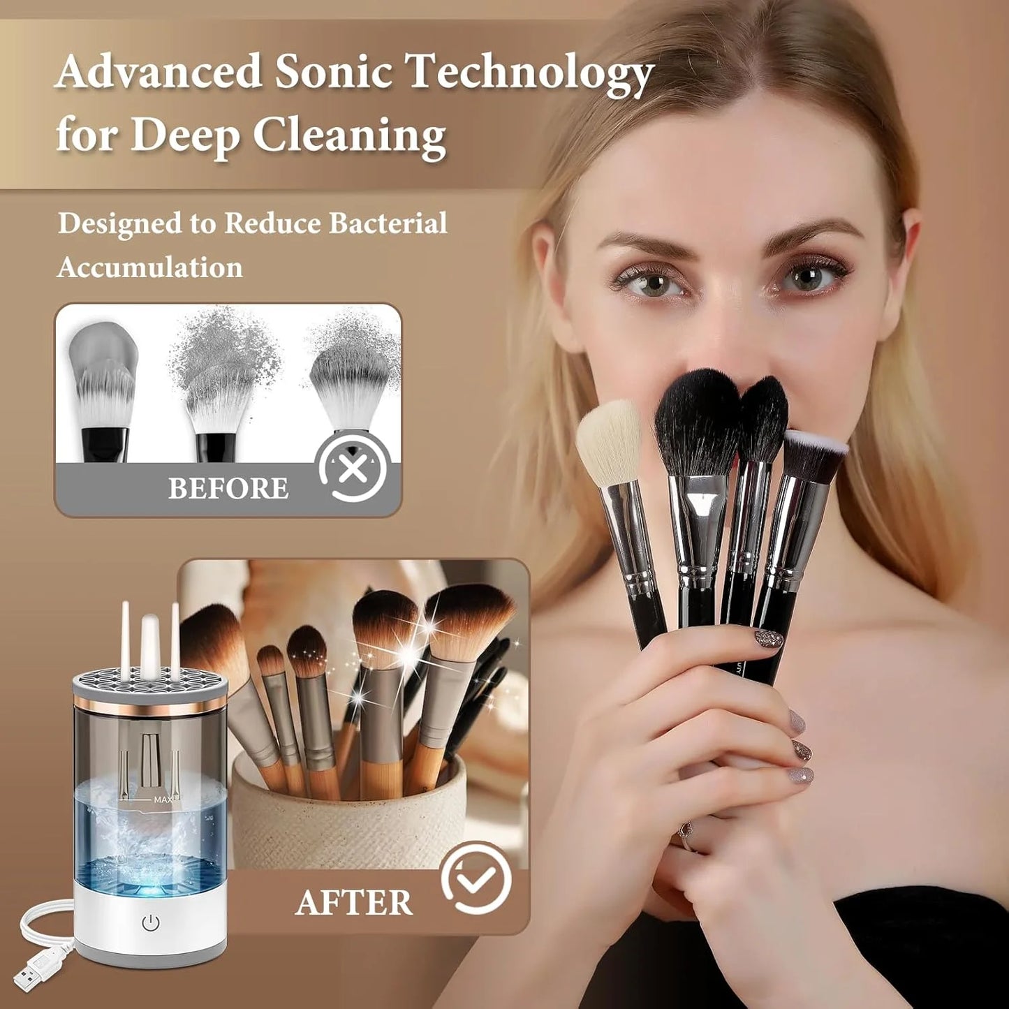 Electric Makeup Brush Cleaner With Dual Cleaning Modes
