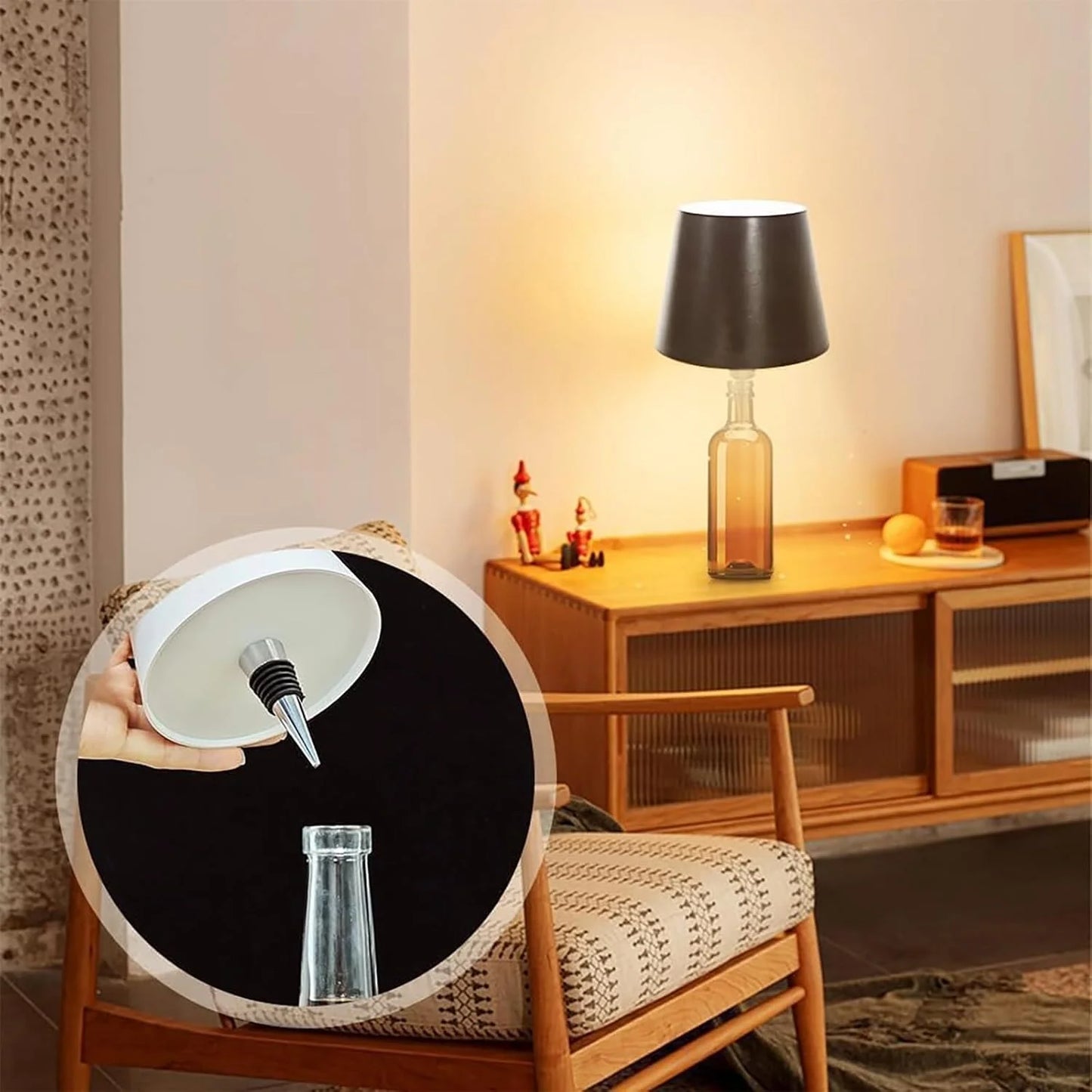 Wireless Rechargeable Bottle Lamp with Touch Control