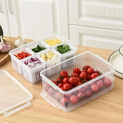 Refrigerator Storage Containers with Drain Basket