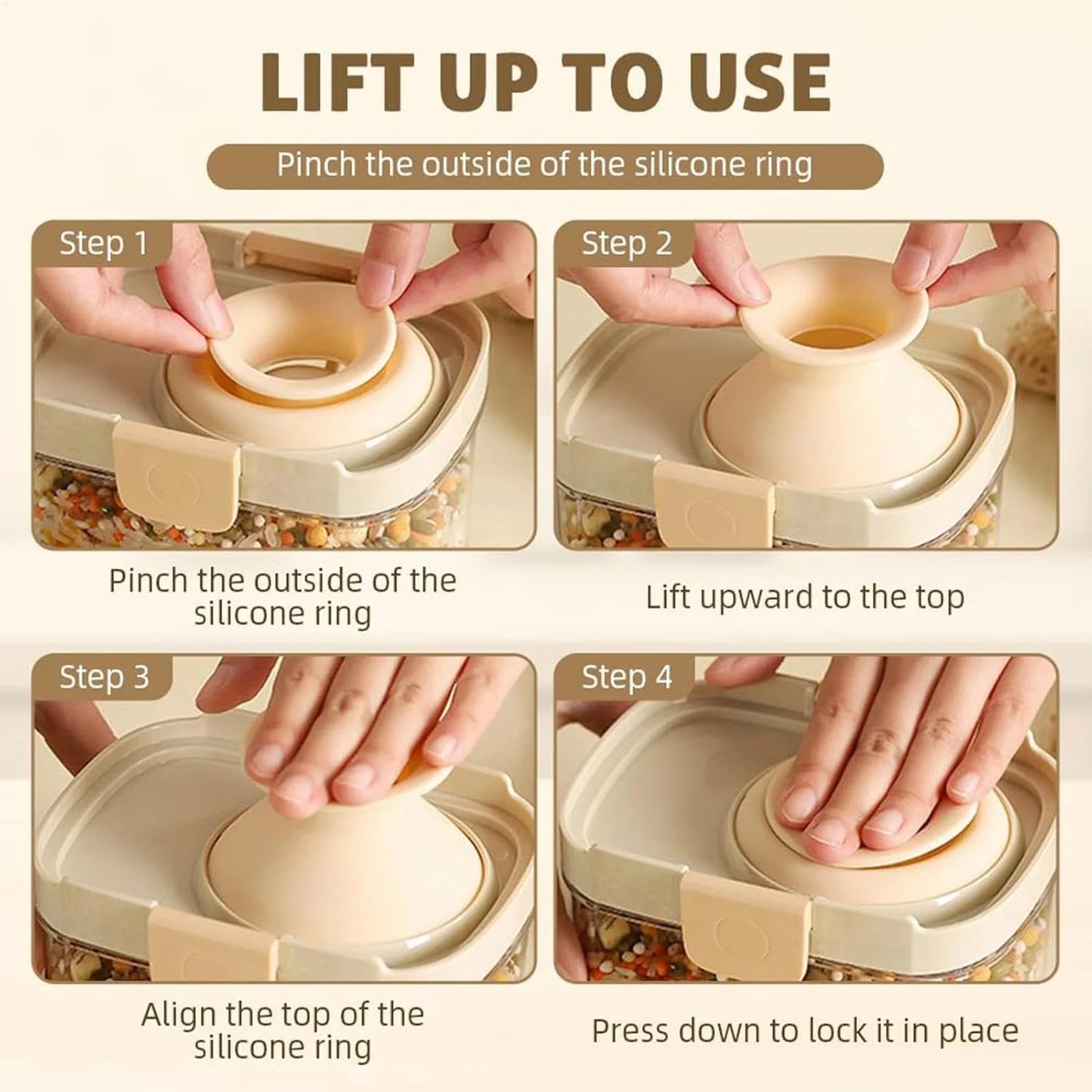 Airtight Food Storage Container with Silicone Telescopic Opening