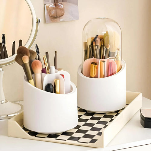 360° Rotating Transparent Makeup Brush Organizer