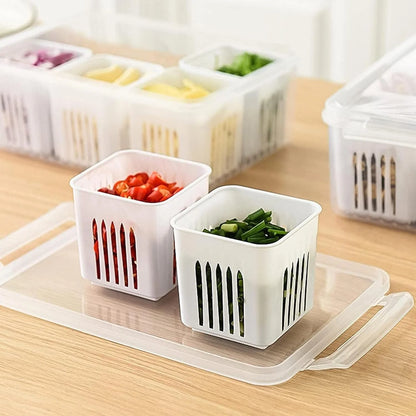 Refrigerator Storage Containers with Drain Basket