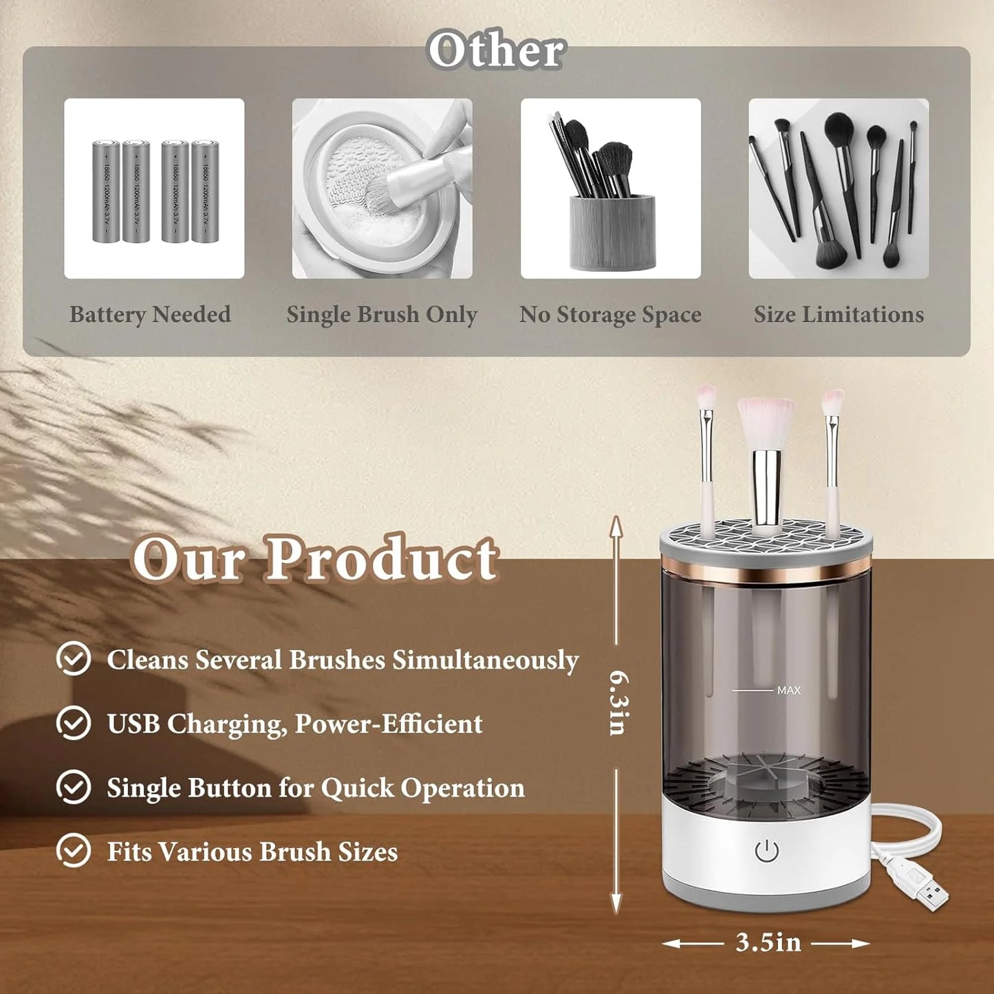 Electric Makeup Brush Cleaner With Dual Cleaning Modes