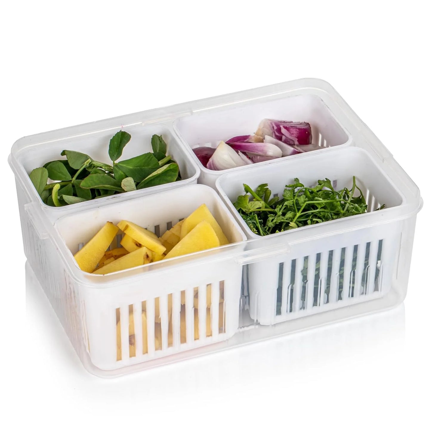 Refrigerator Storage Containers with Drain Basket