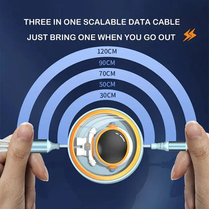 Astronaut 3-in-1 Retractable 100W Fast Charging Cable