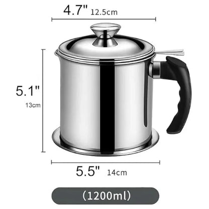 Stainless Steel Oil Strainer Pot With Handle – 1.2L